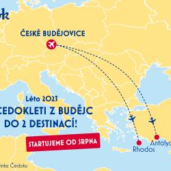 Prvn destinace pro Letit esk Budjovice jsou v prodeji,edok bude od srpna 2023 ltat na Rhodos a do tureck Antalye.